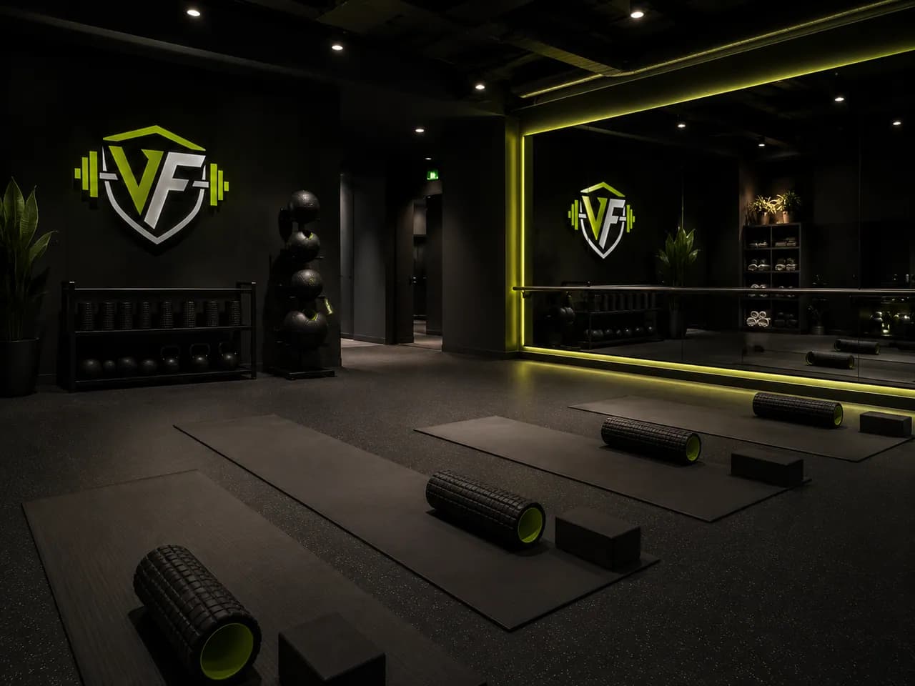 Sala de estiramiento — Estiramiento · VoltForge Gym
